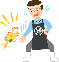 丼をひっくり返すラーメン屋の店主