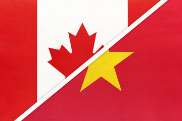 Canada and Vietnam, symbol of country. Canadian vs Vietnamese national flags.