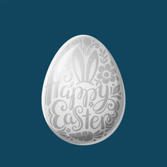 Easter egg with Happy Easter hand drawn lettering