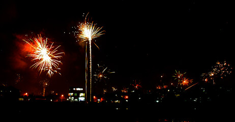 defocused abstract background of fireworks