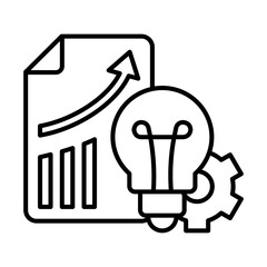 Business icons depicting company progress records, bright ideas and problem solutions that every business will face.