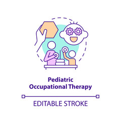 Pediatric occupational therapy concept icon. Home health care for kid abstract idea thin line illustration. Isolated outline drawing. Editable stroke. Arial, Myriad Pro-Bold fonts used