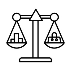 Business icon with supply and demand icon. supply and demand is described by the balance of market supply and demand scales