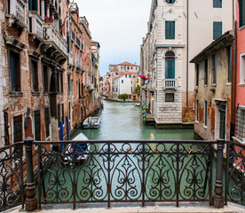 Morning Venice, canal, bridge and houses
