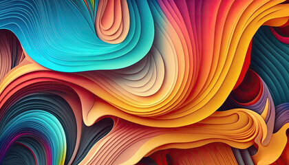 Hypnotic Twisted Lines. A Psychedelic and Colorful Abstract Background. Generative AI - 578950736