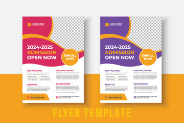 Kids Education Flyer - Kids Back to School Education Admission flyer Layout Template. Back to School Flyer. School Admission Template.  Education Flyer, Poster brochure.