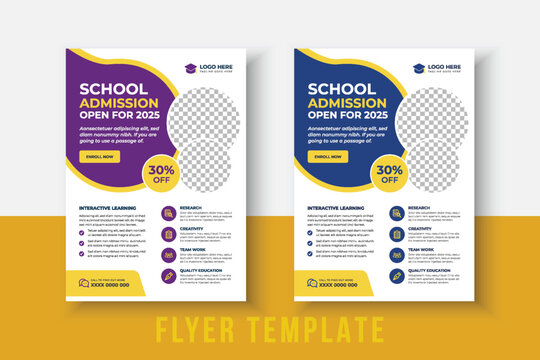 Kids Education Flyer - Kids Back to School Education Admission flyer Layout Template. Back to School Flyer. School Admission Template.  Education Flyer, Poster brochure.
