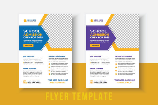 Kids Education Flyer - Kids Back to School Education Admission flyer Layout Template. Back to School Flyer. School Admission Template.  Education Flyer, Poster brochure.