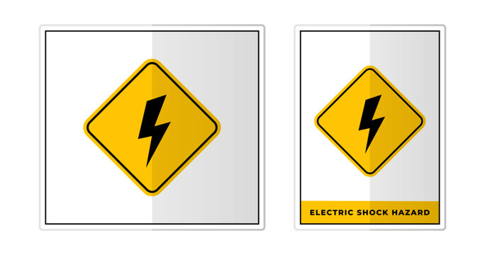 Electric shock hazard Sign Label Symbol Icon Vector Illustration