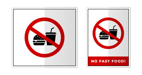 No fast food Sign Label Symbol Icon Vector Illustration