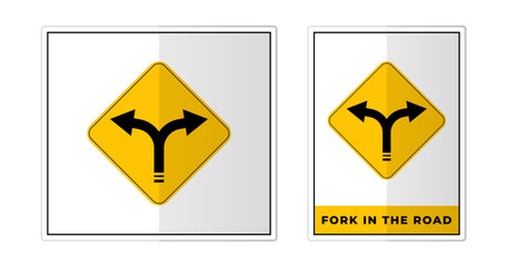 Fork in the road Sign Label Symbol Icon Vector Illustration