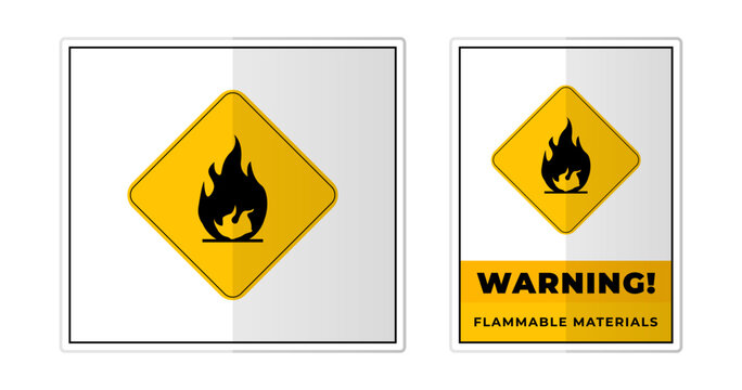 Flammable materials warning Sign Label Symbol Icon Vector Illustration