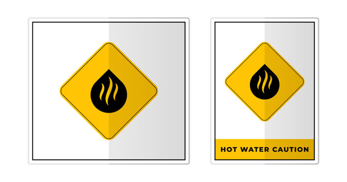 Hot water caution Sign Label Symbol Icon Vector Illustration