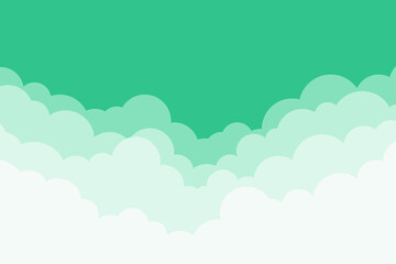 Green and white clouds on a green background