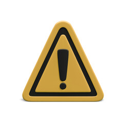 3d realistic triangle warning sign with exclamation mark isolated on white background. Vector illustration