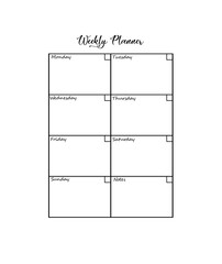 Vector illustration of the Weekly Planner. Calendar with transparent background.
