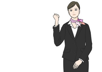 Obraz premium ガッツポーズをするスーツ姿の女性のイラスト 上半身正面