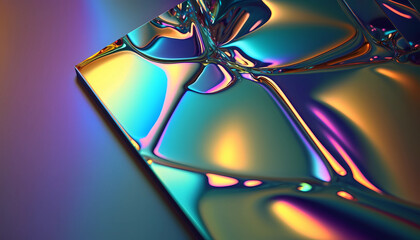 Iridescent holographic shiny smooth surface, Generative AI