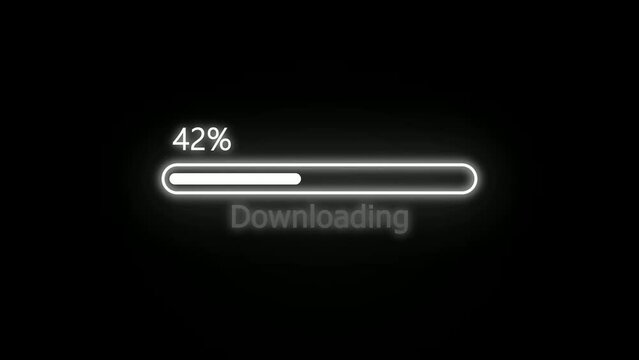 Downloading percentage animation , Loading Transfer Download 0-100 in  neon bar .