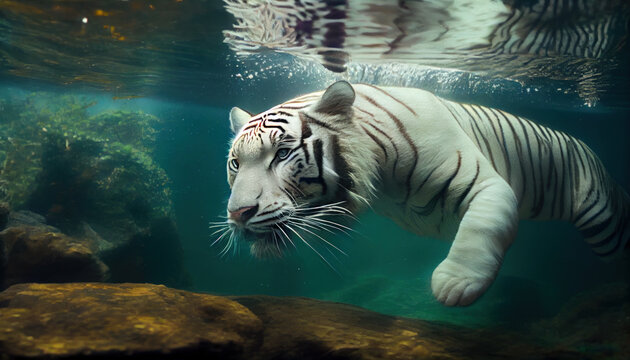 white tiger in water