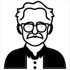 Old man Illustation isolated on white