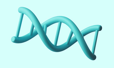 3d realistic medical spiral genetic dna isolated in blue background. Banner for molecular chemistry, physics science, biochemistry in cartoon style. Vector illustration