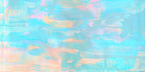 The abstract of thick brush stroke painting in bright blue theme