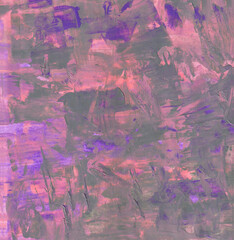 The abstract of thick brush stroke painting in violet theme