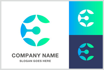 Monogram Letter C Digital Link Connection Technology Computer Business Company Stock Vector Logo Design Template