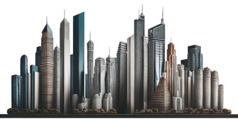 city skyscrapers, city skyline, transparent background png