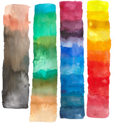Watercolor spectrum, color spread swatch, color test, comparing between warm tone and cool tone. Wet on wet technique.