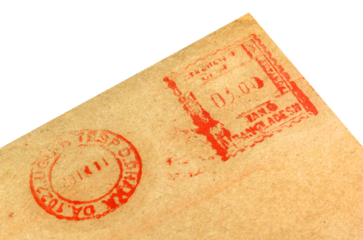 Postal sign on an envelope