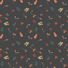 Watercolor pattern with autumn leaves.