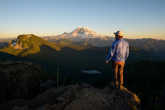 Portrait of Hiker with Mt Rainier