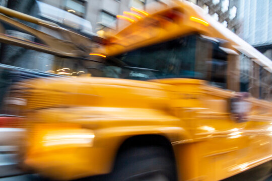Blurred image of new york school bus