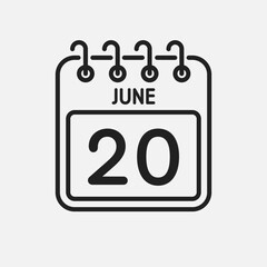 Icon page calendar day - 20 June