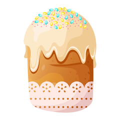 Easter cake with yellow and blue powder isolated on a white background. Traditional Easter baking