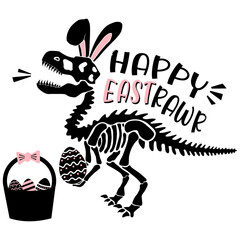 Happy Eastrawr T shirt Design , Dinosaur in Easter Bunny , T Rex Easter Bunny. Dinosaur Eggs Boys Kids T-Shirt , Funny Dinosaur , T Rex Easter Bunny Easter , Skeleton Black Dinosaurus