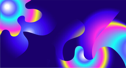 Abstract illustration. Dark background with rainbow swirls for both banner and header. computer desktop background.