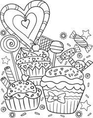 Black and white pattern. Doodle frame with place for text, greeting card, coloring book or background decorative. Relaxation for adults and kids. Vector Illustration.
