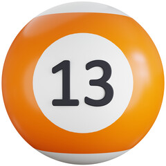 3D Icon Illustration Billiard Ball With Number thirteen