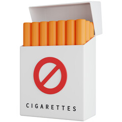 3D Icon Illustration Cigarette Wrapper With Prohibition Sign