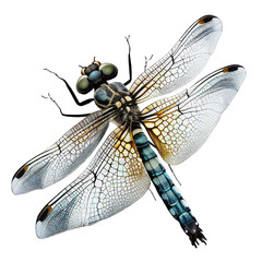 blue dragonfly , isolated on transparent background cutout , generative ai