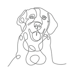 One Line Vector Drawing of a Golden Retriever Dog