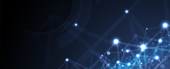 Quantum processing. Deep learning artificial intelligence. Future new technology  for business or science presentation