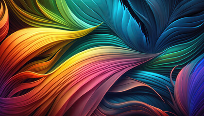 Psychedelic Rainbow Waves. Full Frame Abstract and Colorful Background. Generative AI