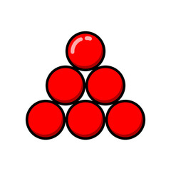 Snooker sport six red ball icon flat vector design