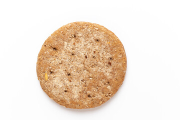 Rye bread slice on a white background.
