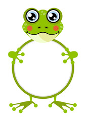 Cute frog with circle blank sign