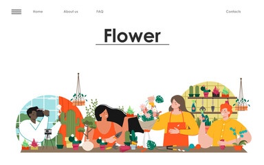 Flower shop online service landing page template